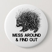 MESS ROND EN VIND PORCUPINE   RONDE BUTTON 4,0 CM (Voorkant)