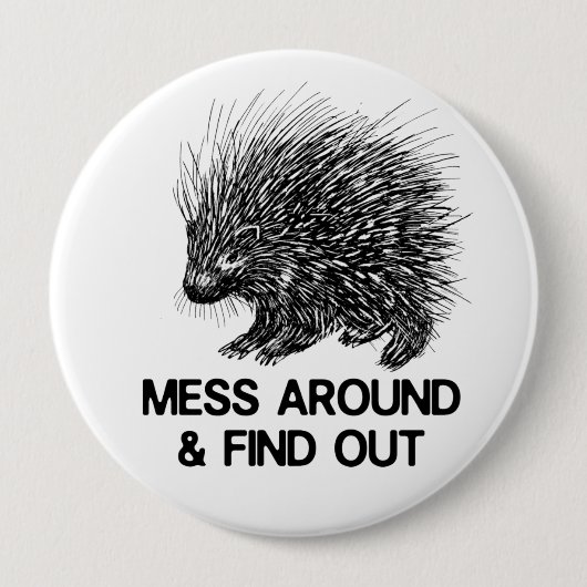 MESS ROND EN VIND PORCUPINE   RONDE BUTTON 4,0 CM (Voorkant)