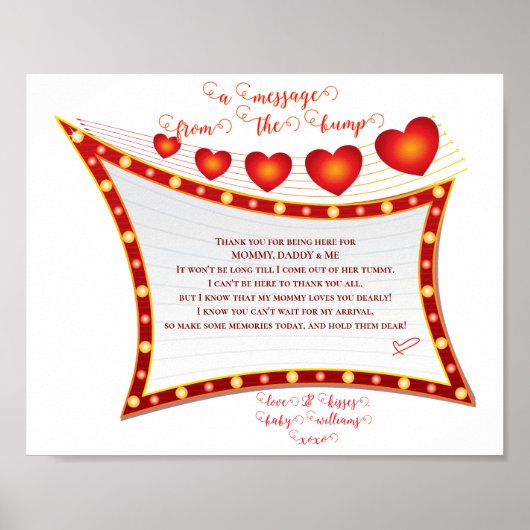 Message From The Bump Valentine Baby Shower Poster (Voorkant)