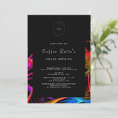 Messaging Wild Tropical Style Black Business Opene Kaart (Staand voorkant)