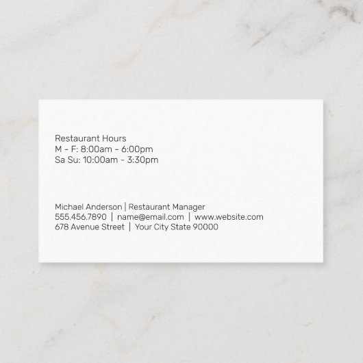 Messen en vuur | restaurant visitekaartje (Achterkant)