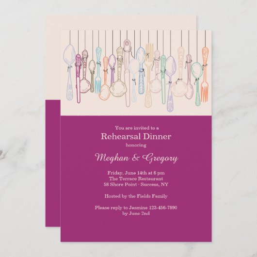 Messen, vorken en lepels U-Pick Kleuruitnodiging Kaart (Voorkant / Achterkant)