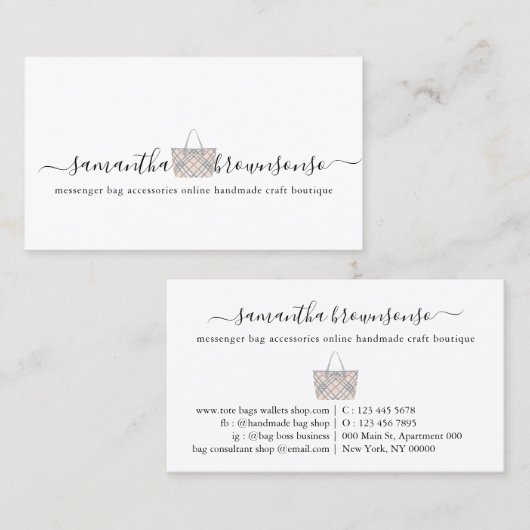 Messenger accessoires online handtas visitekaartje (Voorkant / Achterkant)