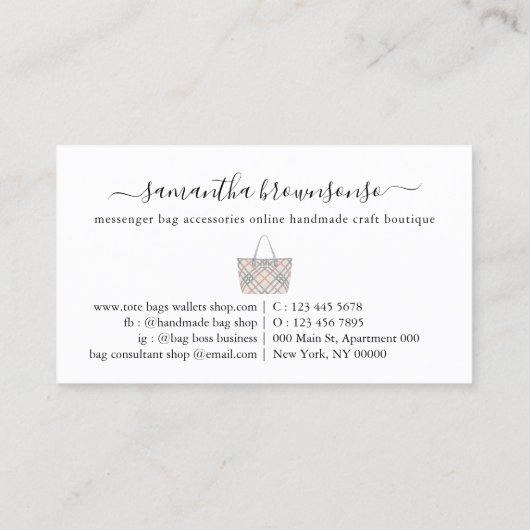 Messenger accessoires online handtas visitekaartje (Achterkant)