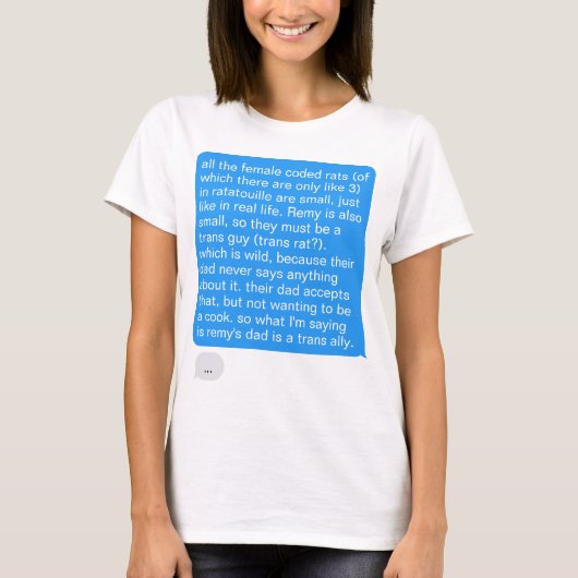 Messenger Blue Text Bubble voor lange Rant T-shirt (Voorkant)