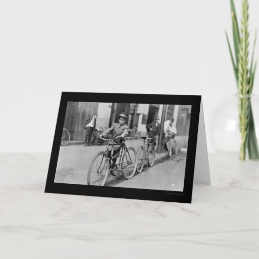Messenger Boy and Bicycle 1911 Kaart (Voorkant)