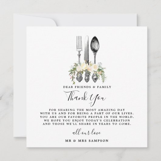 messenmakerij floral bruiloft bedankt voor de ontv kaart (Voorkant)