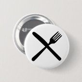 messenmakersvork en gekruist mes ronde button 5,7 cm (Voorkant /achterkant)