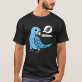Messenpapegaai wil zaden in blauwe papegaai t-shirt (Voorkant)