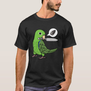 Messenpapegaai wil zaden in groene papegaai t-shirt