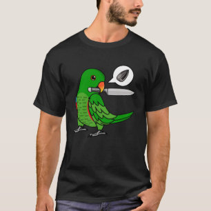Messenpapegaai wil zaden in mannelijke eclectus t-shirt