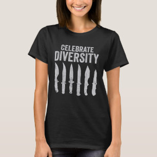messenverzamelaar viert diversiteit t-shirt