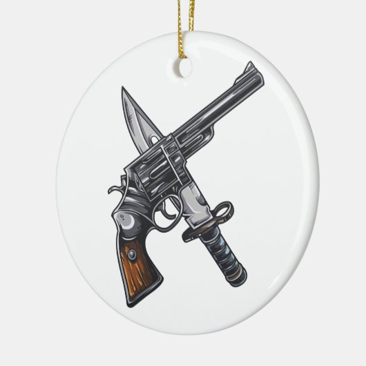 Messer Pistole knife gun Keramisch Ornament (Links)