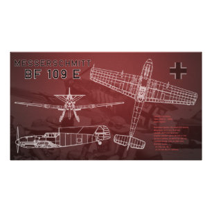 Messerschmitt Bf 109 Blauwdruk Foto Afdruk