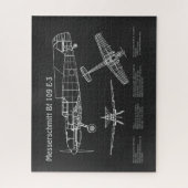 Messerschmitt Bf 109 - Blauwdruk PD van het vliegt Legpuzzel (Verticaal)