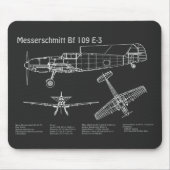 Messerschmitt Bf 109 - Blauwdruk PD van het vliegt Muismat (Voorkant)