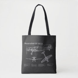 Messerschmitt Bf 109 - Blauwdruk PD van het vliegt Tote Bag