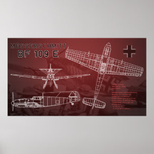 Messerschmitt Bf 109 Blauwdruk Poster
