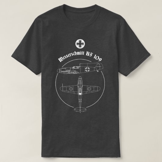 Messerschmitt BF 109 ME Warbird German Luftwaffe W T-shirt (Design voorkant)