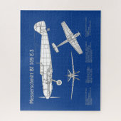 Messerschmitt Bf 109 - Vliegtuigblauwdruk ABD Legpuzzel (Verticaal)