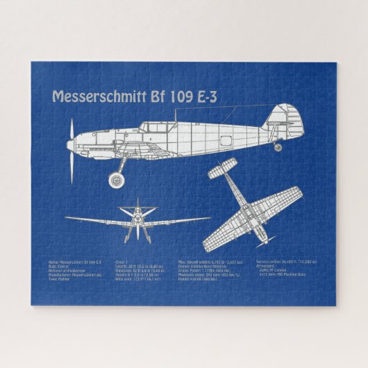 Messerschmitt Bf 109 - Vliegtuigblauwdruk ABD Legpuzzel (Horizontaal)