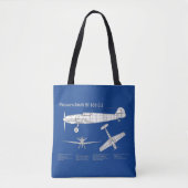 Messerschmitt Bf 109 - Vliegtuigblauwdruk ABD Tote Bag (Voorkant)