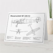 Messerschmitt Bf 109 - Vliegtuigblauwdruk BD Bedankkaart (Voorkant)