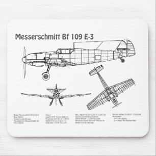 Messerschmitt Bf 109 - Vliegtuigblauwdruk BD Muismat