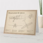 Messerschmitt Bf 109 - Vliegtuigblauwdruk SD Bedankkaart (Voorkant)