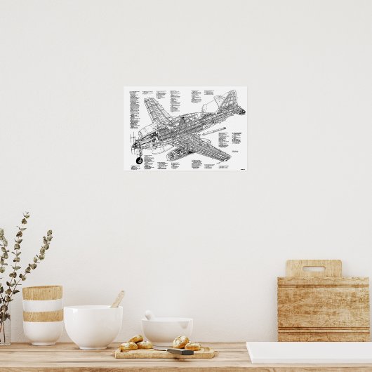 Messerschmitt me-262 straaljager (diagram) poster (Keuken)