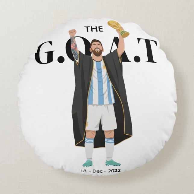 Messi Wereldkampioen  Rond Kussen (Voorkant)