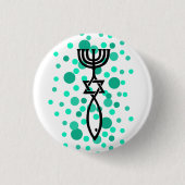 Messianisch symbool met Aqua-Stippen Ronde Button 3,2 Cm (Voorkant)