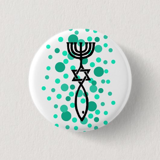 Messianisch symbool met Aqua-Stippen Ronde Button 3,2 Cm (Voorkant)