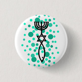 Messianisch symbool met Aqua-Stippen Ronde Button 3,2 Cm