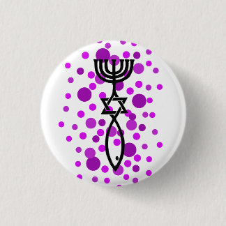 Messianisch symbool met Paarse Stippen Ronde Button 3,2 Cm