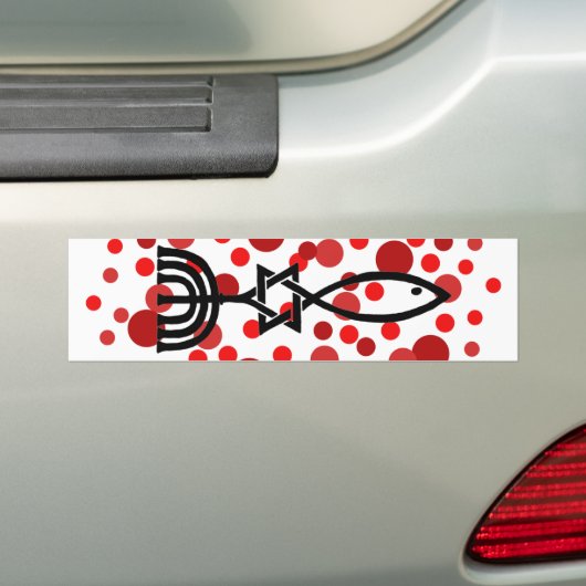 Messianisch symbool met rode Stippen Bumpersticker (Op auto)