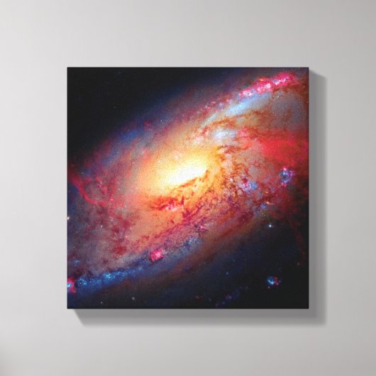 Messier M106 Spiral Galaxy Buitenspatie Foto Canvas Afdruk (Voorkant)