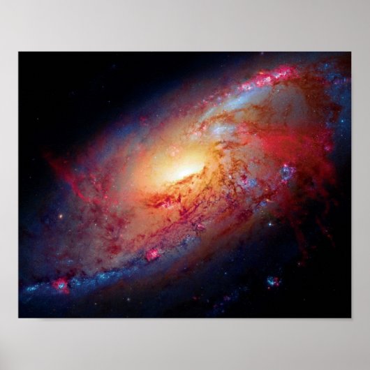 Messier M106 Spiral Galaxy Buitenspatie Foto Poster (Voorkant)