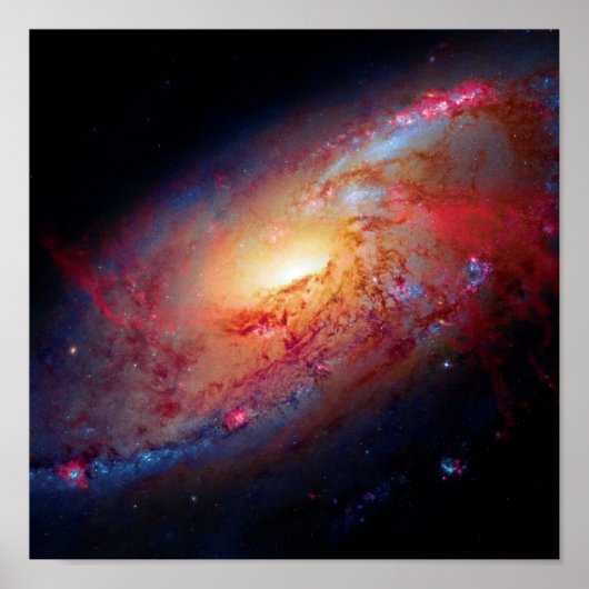 Messier M106 Spiral Galaxy Buitenspatie Foto Poster (Voorkant)