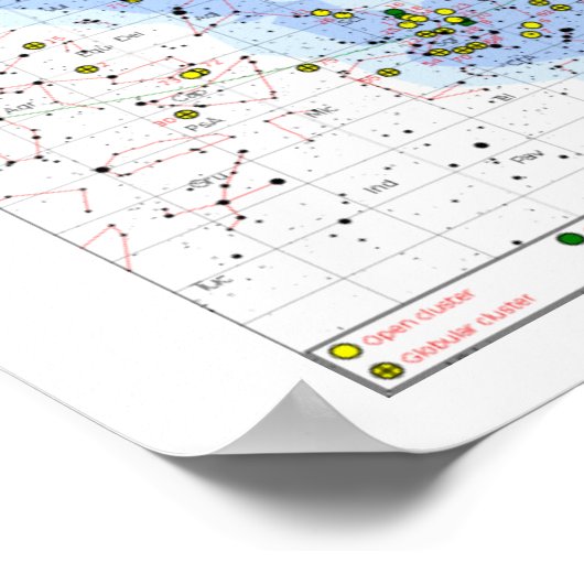 Messier Star Chart, eenvoudig algemeen uitzicht Poster (Hoek)