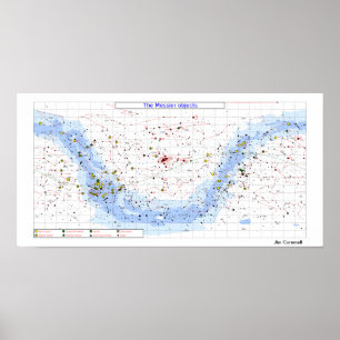 Messier Star Chart, eenvoudig algemeen uitzicht Poster