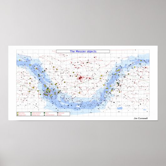 Messier Star Chart, eenvoudig algemeen uitzicht Poster (Voorkant)