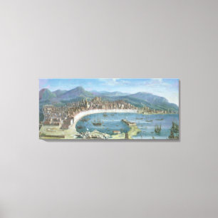 Messina - een Panoramisch Uitzicht van de Haven Canvas Afdruk