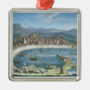 Messina - een Panoramisch Uitzicht van de Haven Metalen Ornament