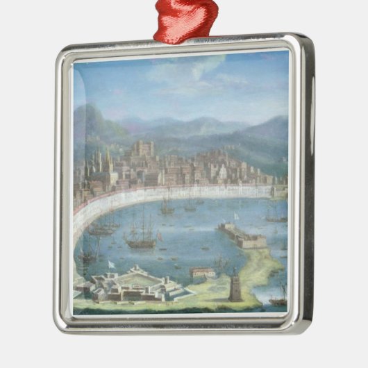 Messina - een Panoramisch Uitzicht van de Haven Metalen Ornament (Links)