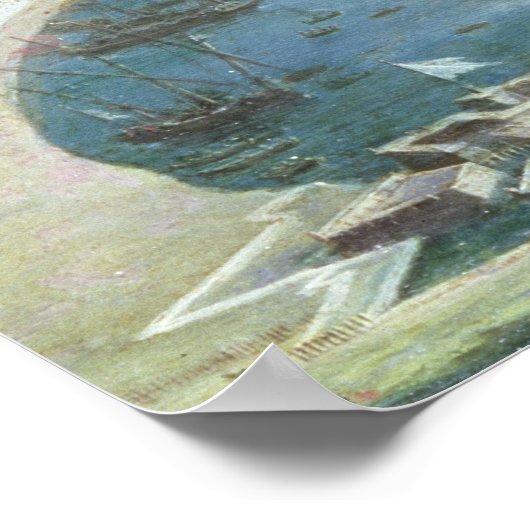 Messina - een Panoramisch Uitzicht van de Haven Poster (Hoek)