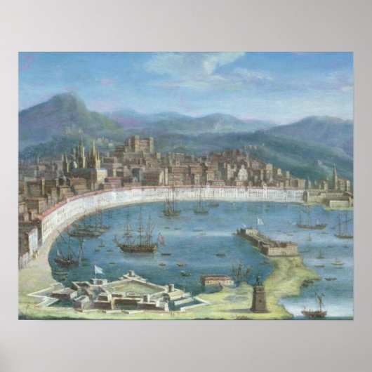 Messina - een Panoramisch Uitzicht van de Haven Poster (Voorkant)