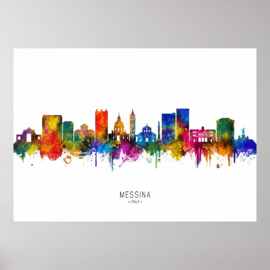 Messina Italië Skyline Poster (Voorkant)