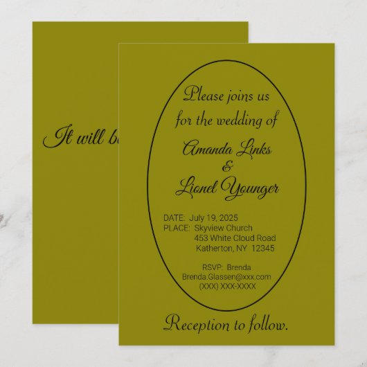 Messing-gekleurde Window Wedding Kaart (Voorkant / Achterkant)