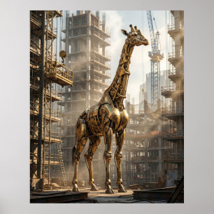 Messing Giraffe Opkomst Poster